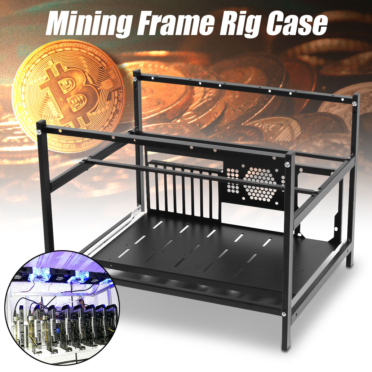 Steel-Crypto-Coin-Open-Air-Mining-Miner-Frame-Rig-Case-For-6-GPU-ETH-Ethereum-1509224