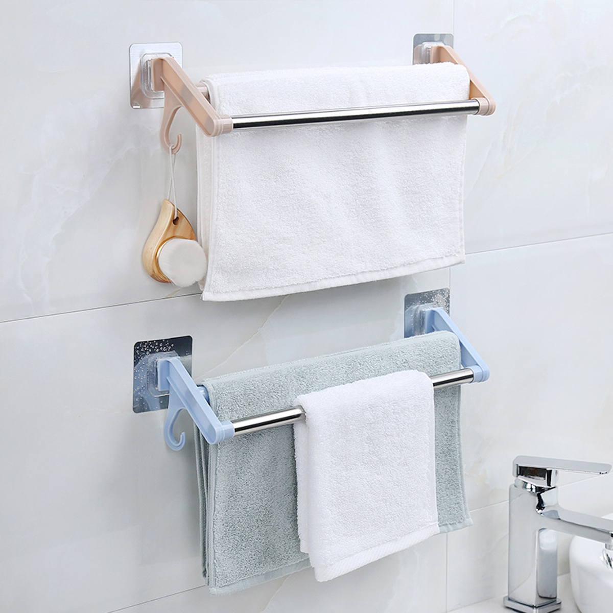 Suction-Cup-Bathroom-Kitchen-Double-Towel-Holder-Rack-Rail-Shelf-Rack-Hanger-Bar-1312699