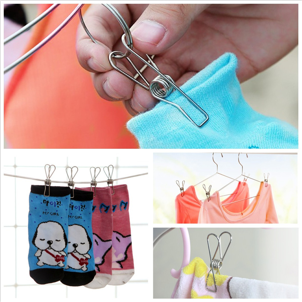 Sulevetrade-SSCH01-20Pcs-Stainless-Steel-Clothes-Pegs-Metal-Clips-Hanger-for-Socks-Underwear-Towel-S-1140045