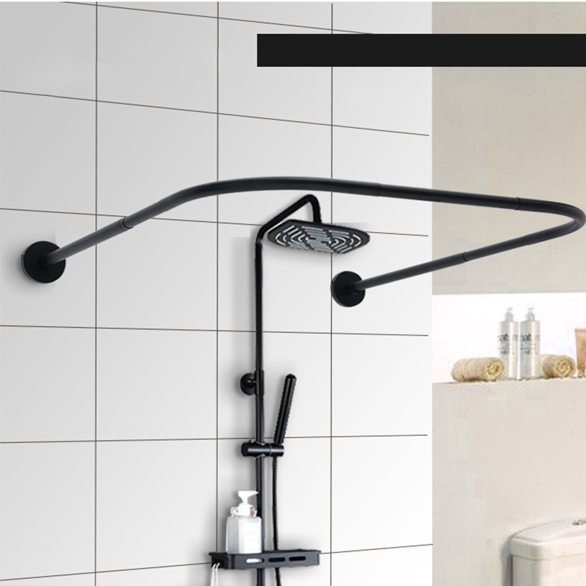 U-Shape-Extendable-Telescopic-Shower-Curtain-Rod-80-130cm-Rail-Rod-1568500