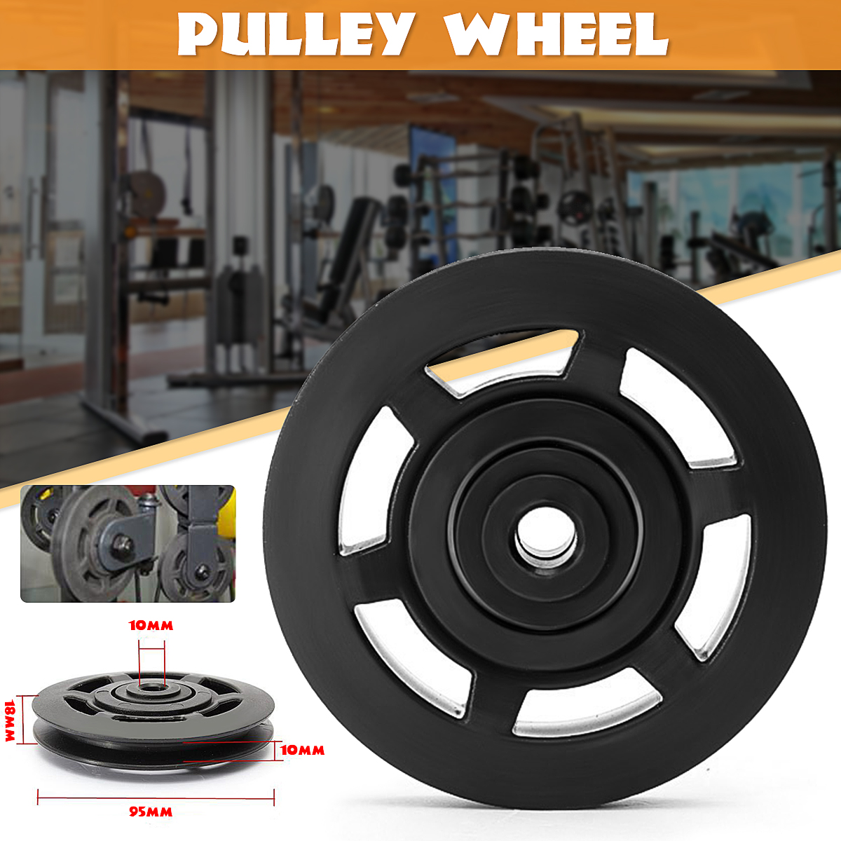 Universal-Bearing-Pulley-Wheels-Cable-Gym-Equipment-Part-Wearproof-Durable-95mm-1442918