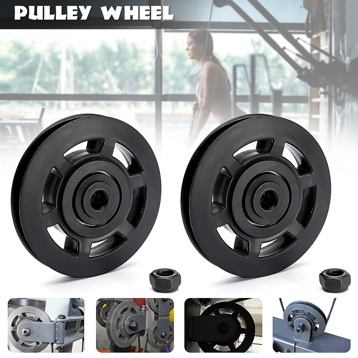 Universal-Bearing-Pulley-Wheels-Cable-Gym-Equipment-Part-Wearproof-Durable-95mm-1442918