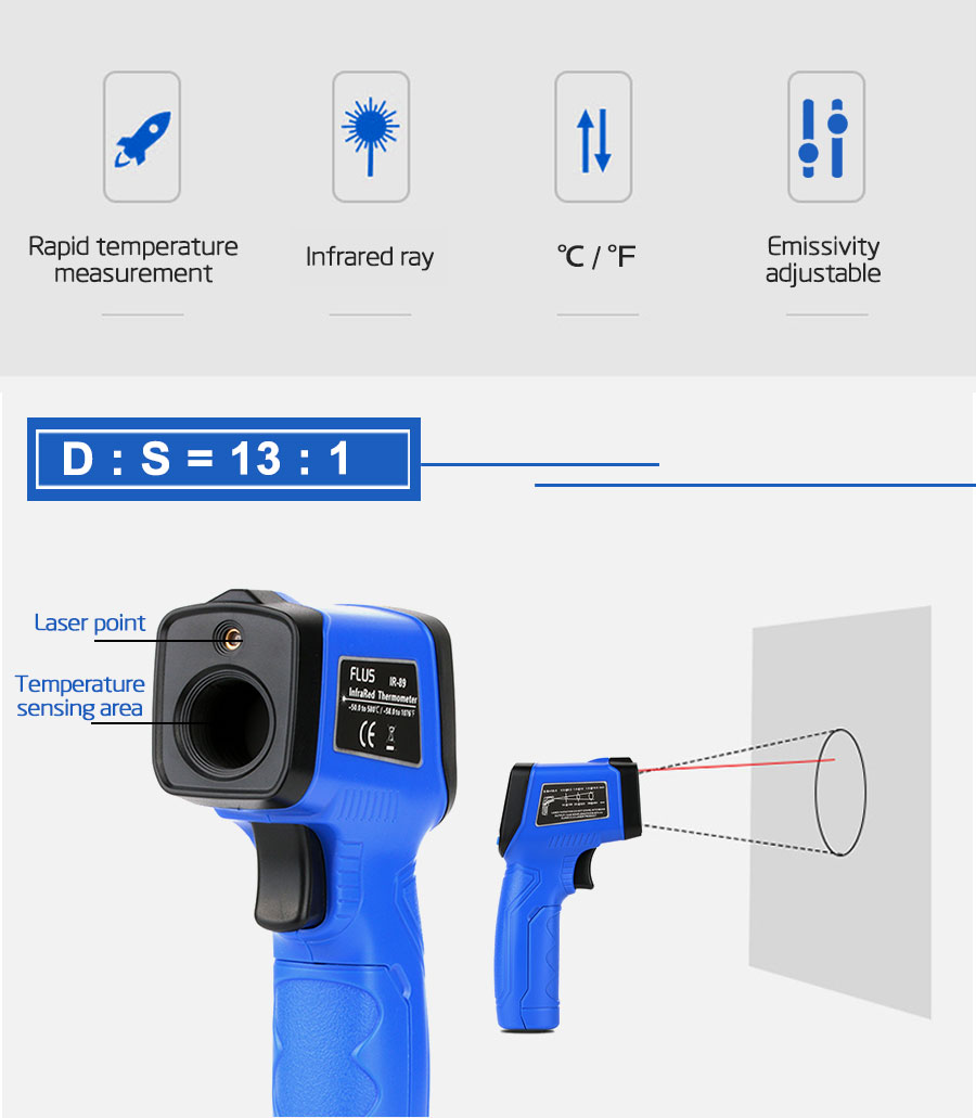 FLUS-IR-88--50380---58716-Non-contact-IR-Thermometer-Digital-Infrared-Thermometer-Handheld-Portable--1767439