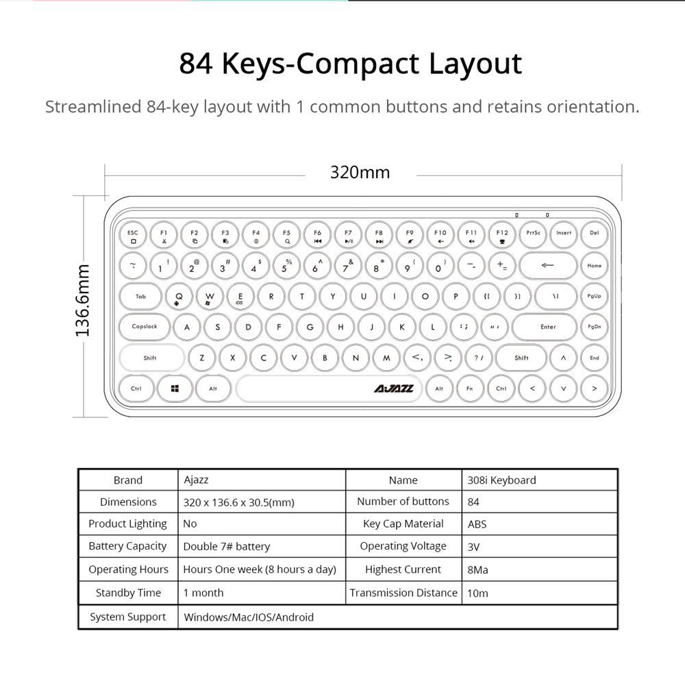 Ajazz-308i-bluetooth-30-Wireless-Gaming-Office-Keyboard-84-Keys-Classic-Round-Keys-1345703