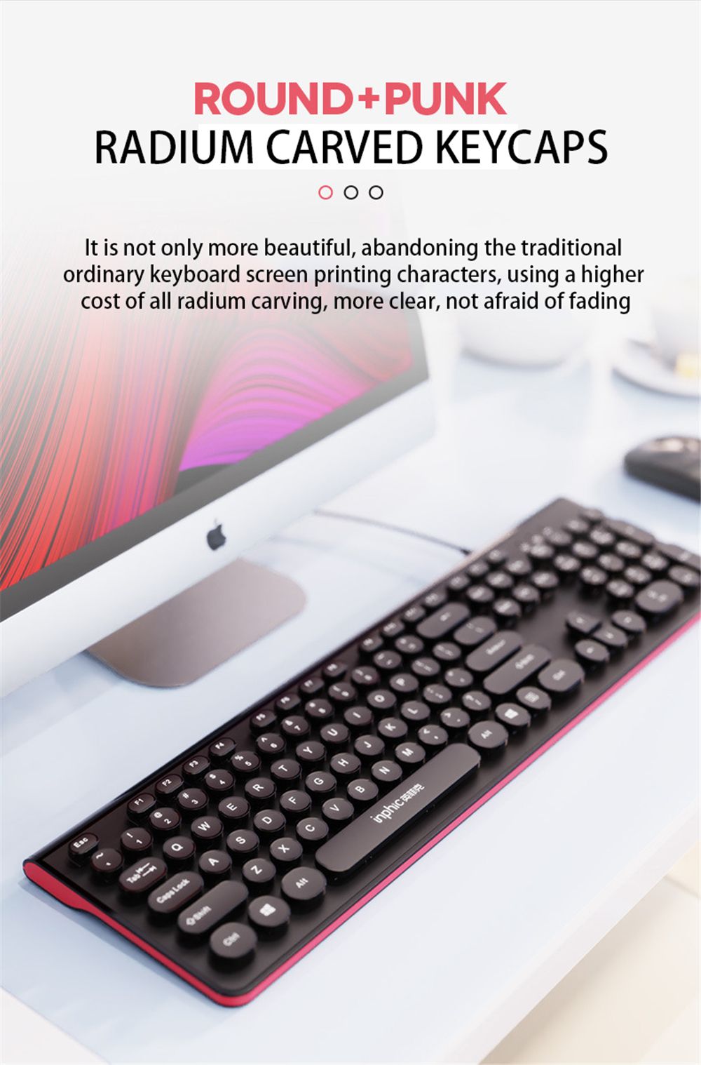 INPHIC-V580P-104-Keys-Wired-Keyboard-Retro-Round-Keycaps-Design-Keyboard-Pink-Black-Typing-Keyboard--1739892