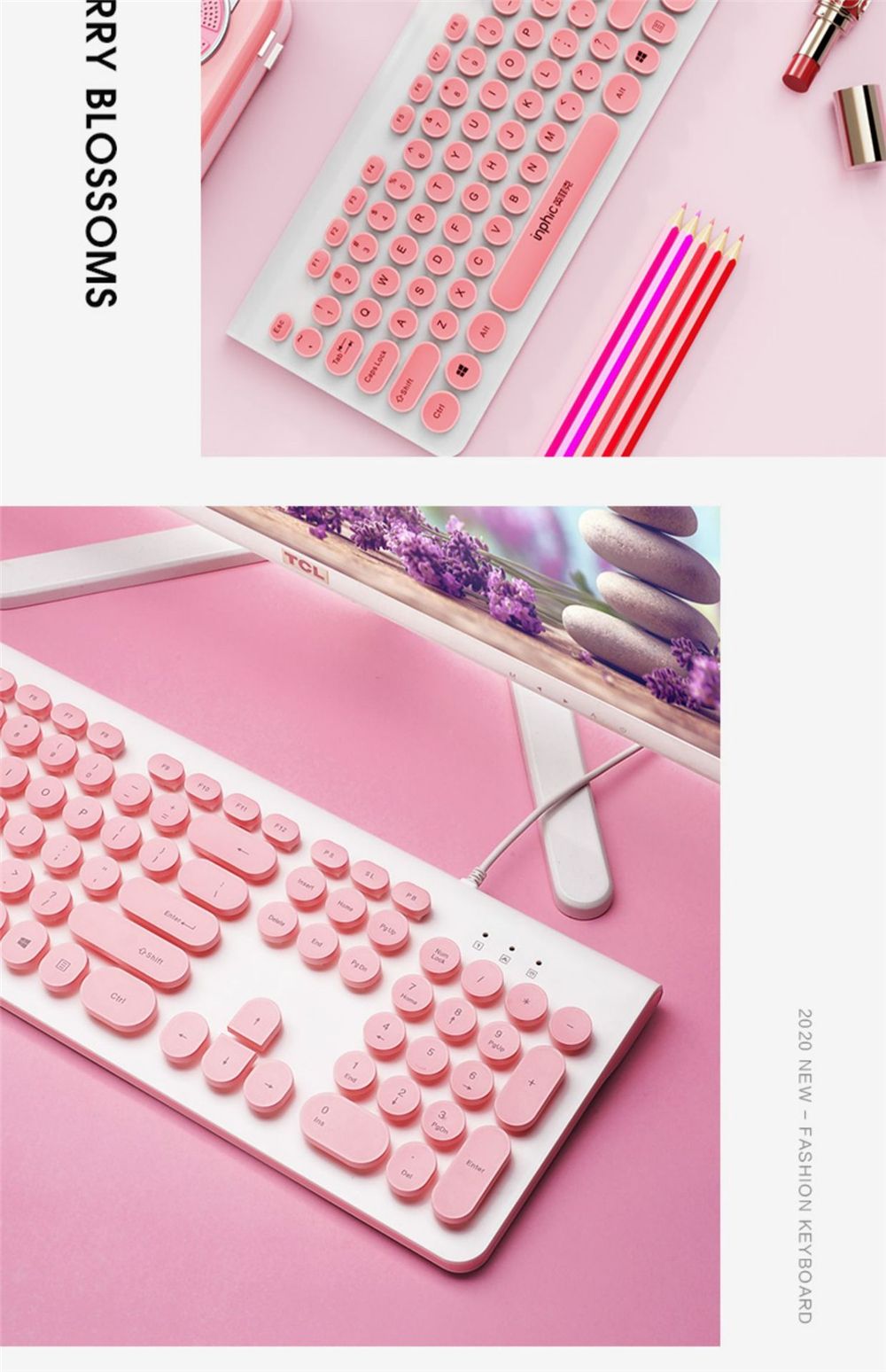 INPHIC-V580P-104-Keys-Wired-Keyboard-Retro-Round-Keycaps-Design-Keyboard-Pink-Black-Typing-Keyboard--1739892