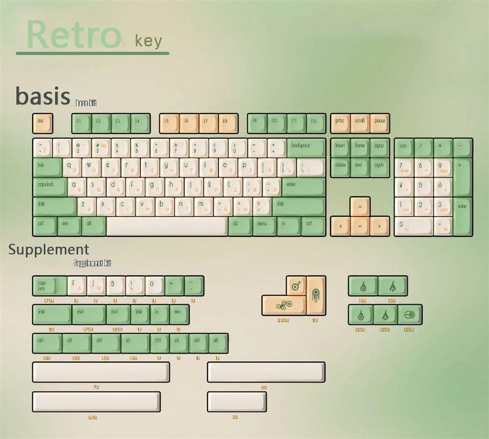 134-Keys-Retro-Milk-Green-Keycap-Set-XDA-Profile-PBT-Sublimation-Keycaps-for-616487108-Keys-Mechanic-1694027
