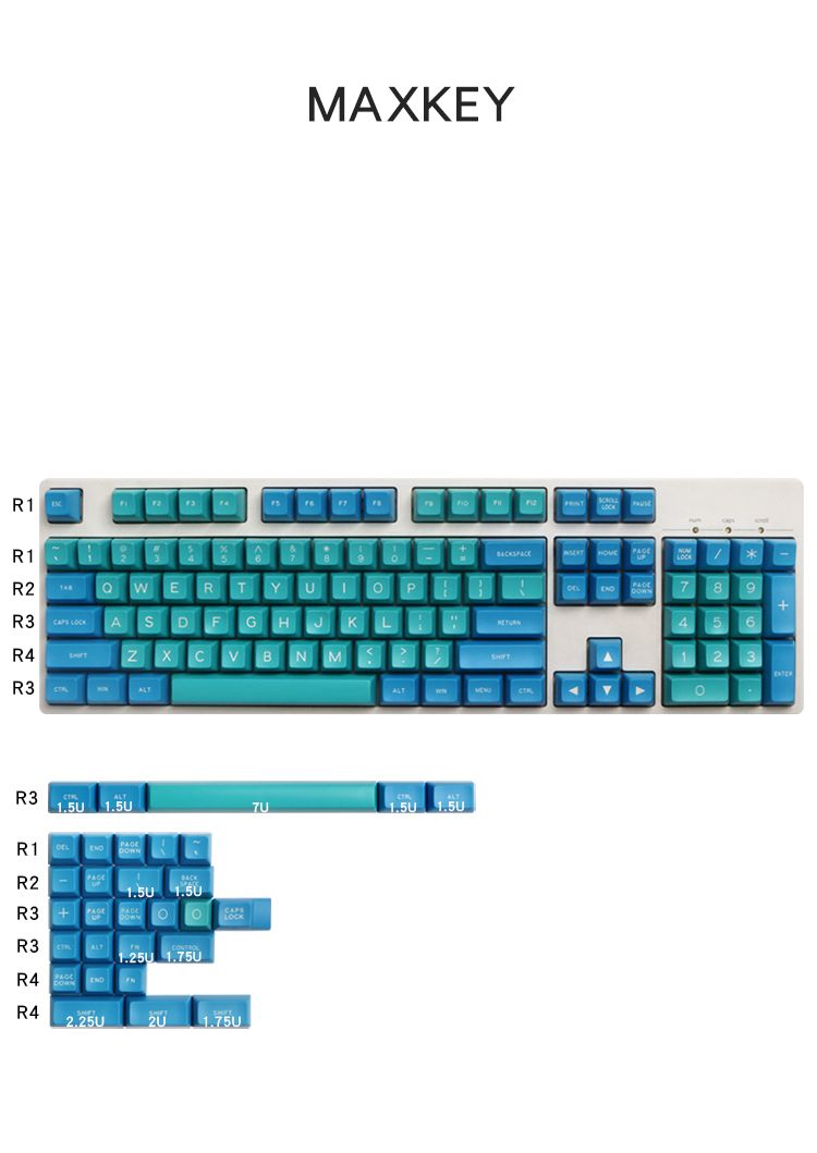 Maxkey-134-Key-Sea-Blue-SA-Profile-ABS-Keycaps-Customized-Keycap-Set-for-60-65-75-80-100-HHKB-ISO-La-1646535