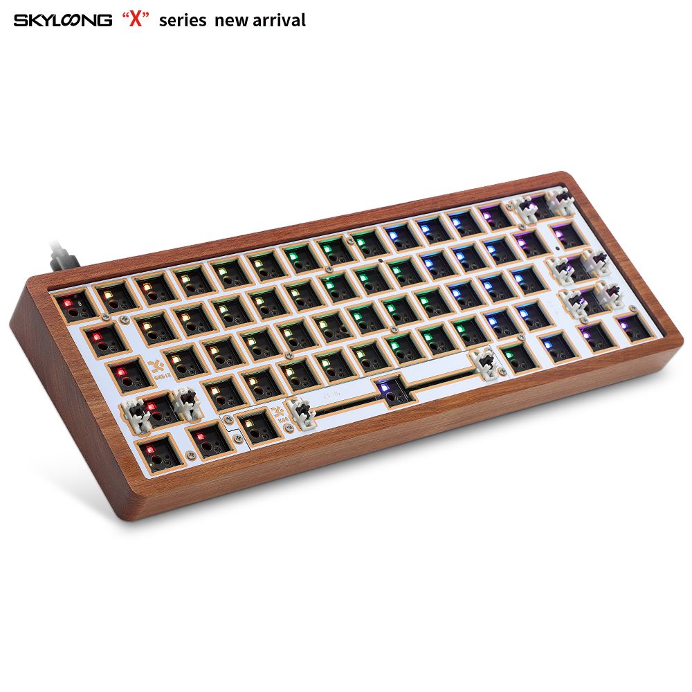Wooden-Case-Version-Geek-Customized-GK61XS-RGB-Keyboard-Customized-Kit-Wired-bluetooth-Dual-Mode-Hot-1722991
