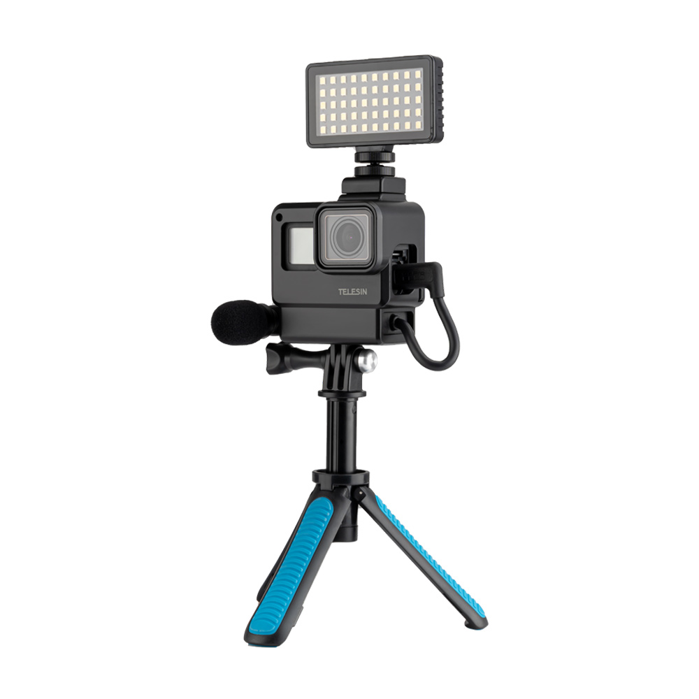 TELESIN-GP-VSS-001-Protective-Frame-Case-Microphone-6500K-Video-Light-Vlog-Kit-Set-for-GoPro-Hero-7--1578141