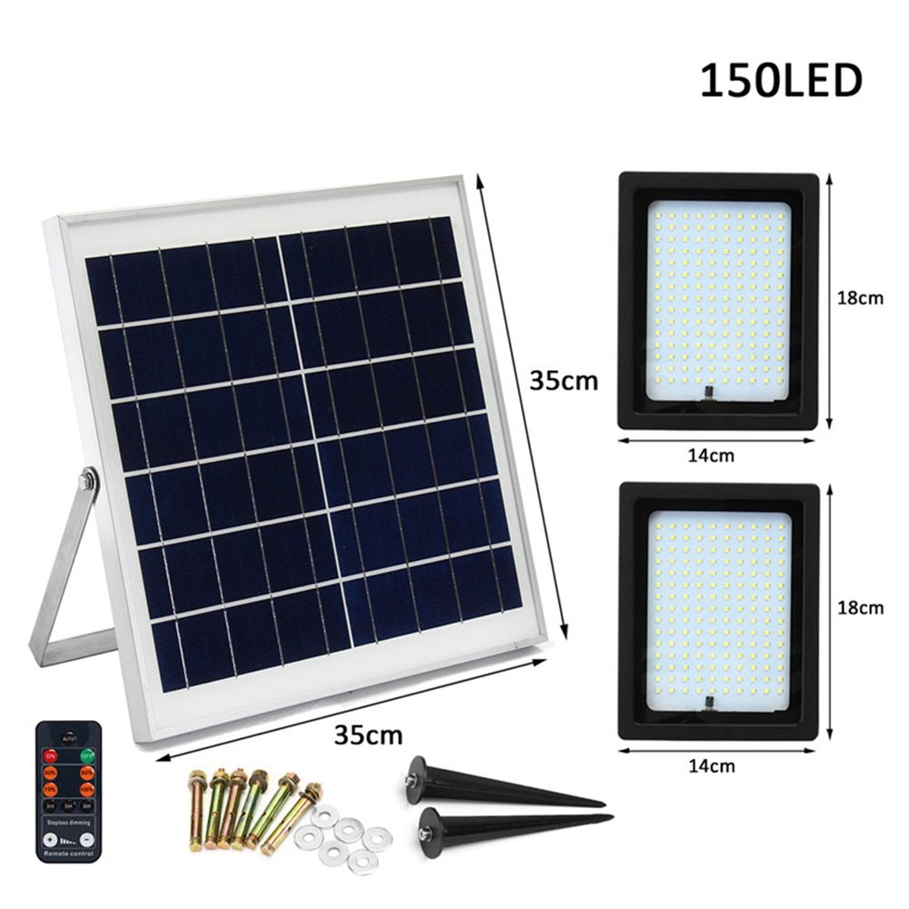 2-Pcs-20W-Waterproof-150-LED-Flood-Light-Remote-Control-Light-Sensor-Solar-Light-1300859