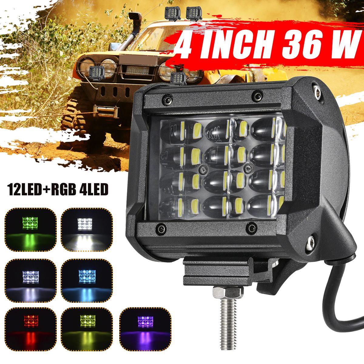 36W-4inch-RGB-LED-Work-Light-Bar-Atmosphere-Lamp-4WD-SUV-Truck-UTE-Offroad-ATV-1704048