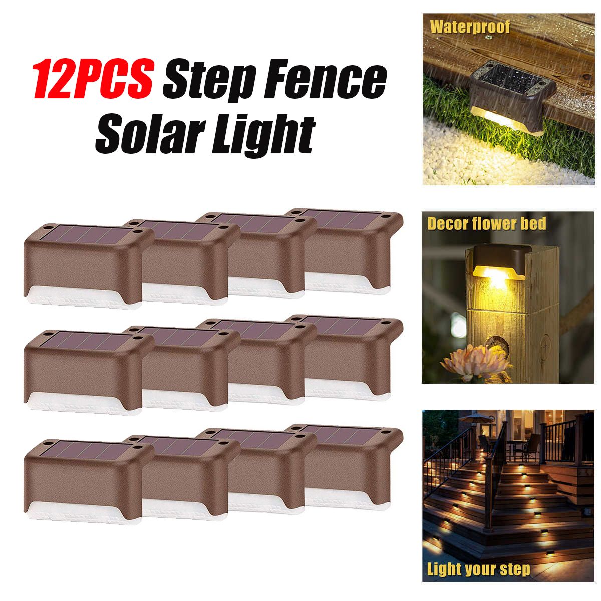 12PCS-Solar-Powered-LED-Stairs-Step-Fence-Lights-Deck-Bed-Outdoor-Path-1689908