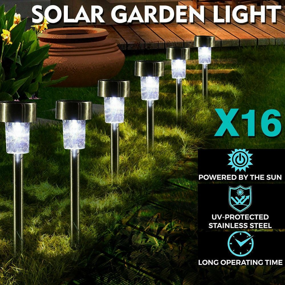 16pcs-LED-Solar-Stainless-Steel-Lawn-Lamps-Garden-Outdoor-Landscape-Path-Light-1513659