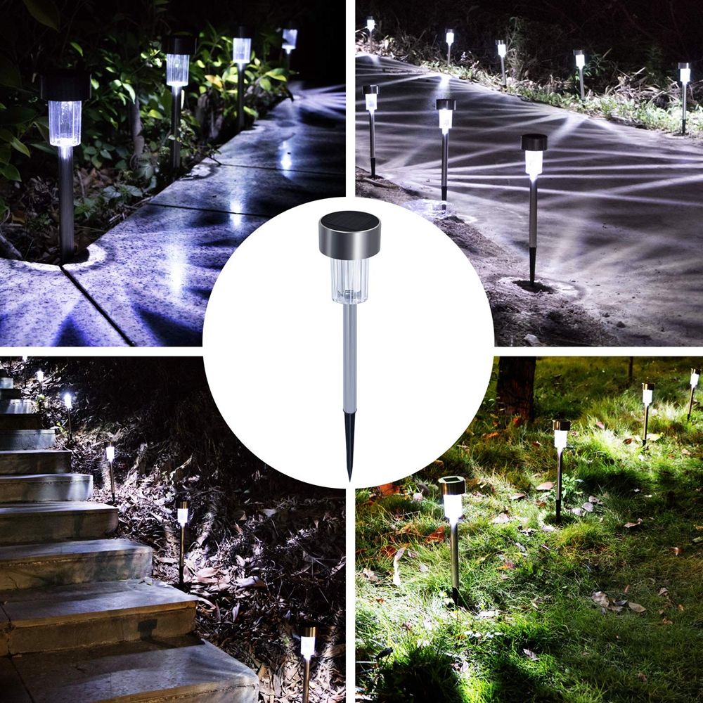 16pcs-LED-Solar-Stainless-Steel-Lawn-Lamps-Garden-Outdoor-Landscape-Path-Light-1513659