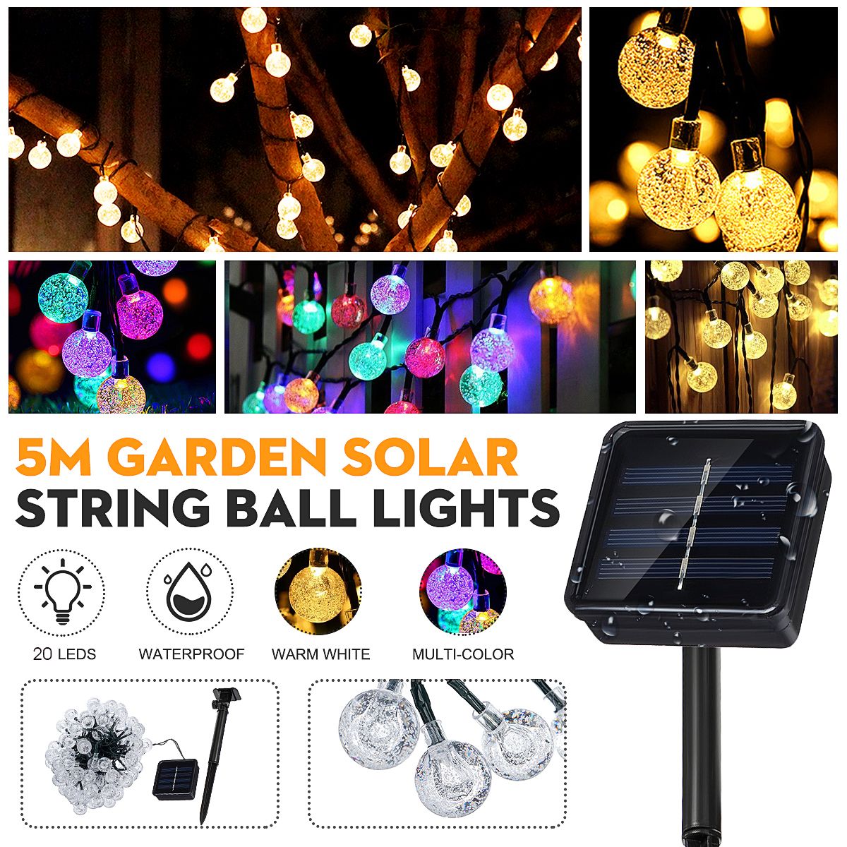 20-LEDs-Solar-String-Ball-Lights-Garden-Decor-Lamp-Outdoor-Waterproof-Warm-White--Multi-Color-1672117