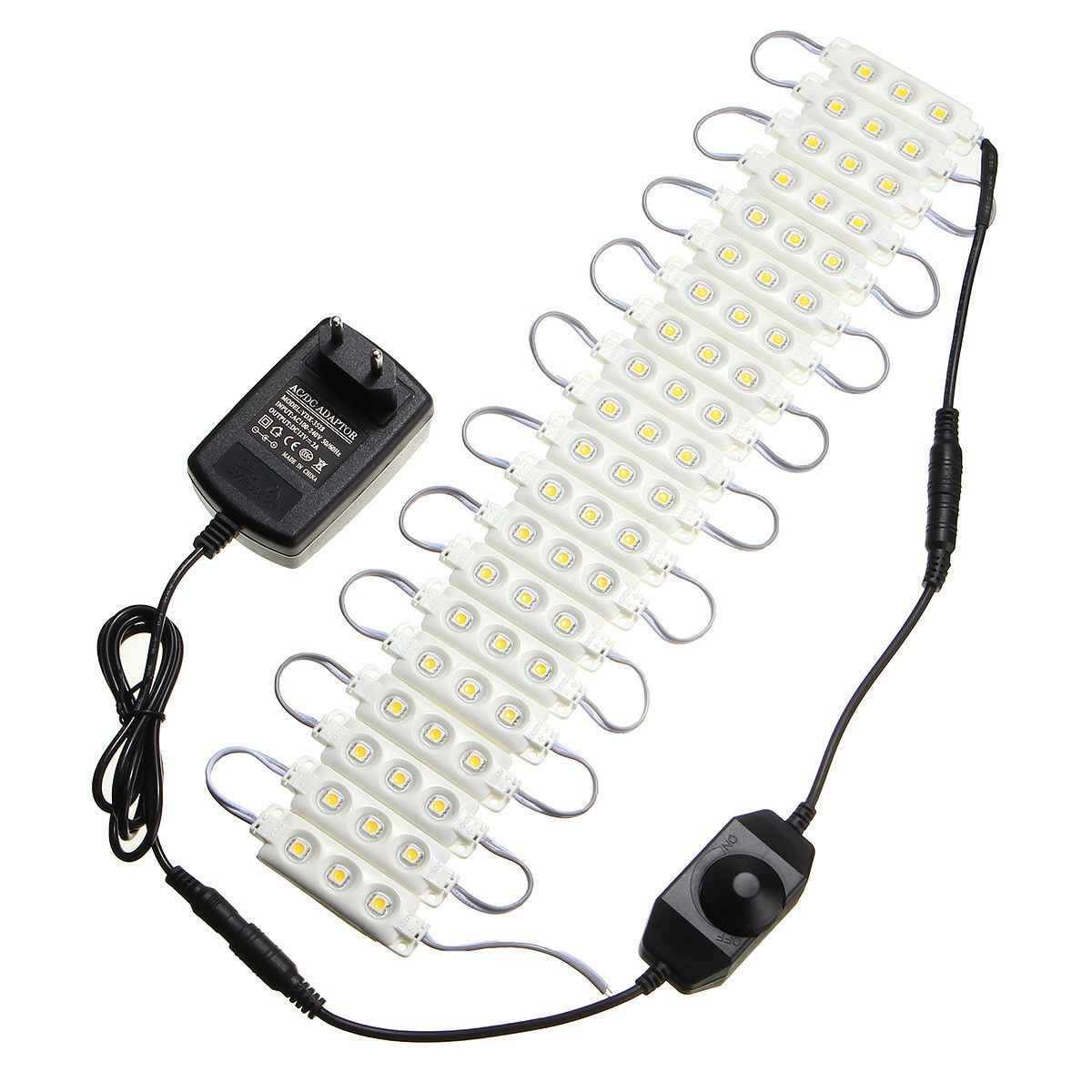 3M-SMD5050-Waterproof-Warm-White-LED-Module-Strip-Light-Kit-Mirror-Signage-Lamp--Adapter-DC12V-1113099