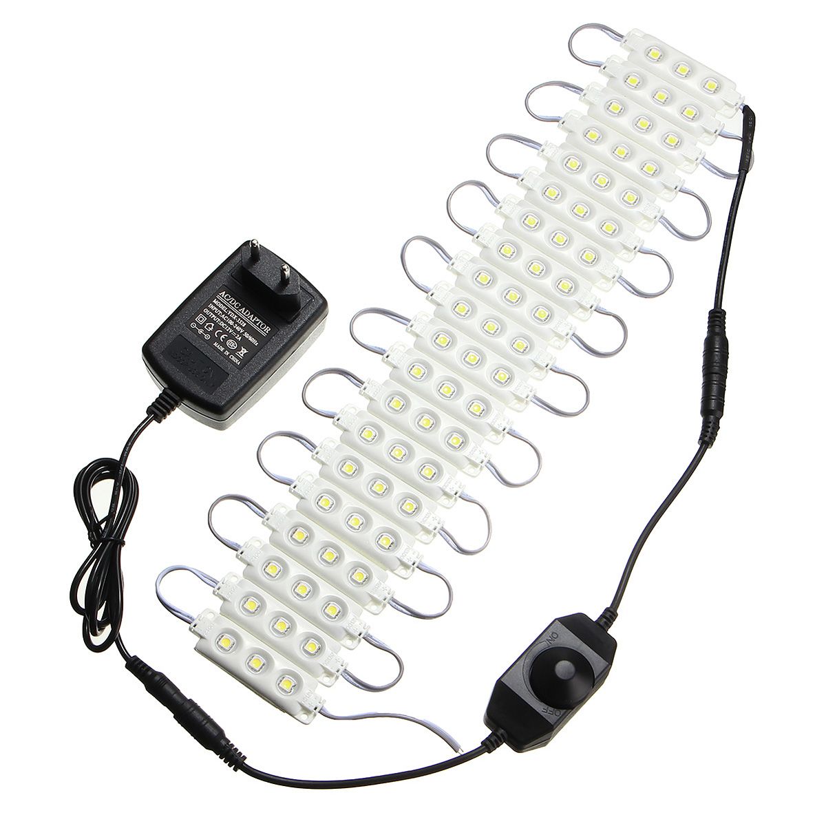 3M-SMD5050-Waterproof-White-LED-Module-Strip-Light-Kit-Mirror-Signage-Makeup-Lamp--Adapter-DC12V-1113098