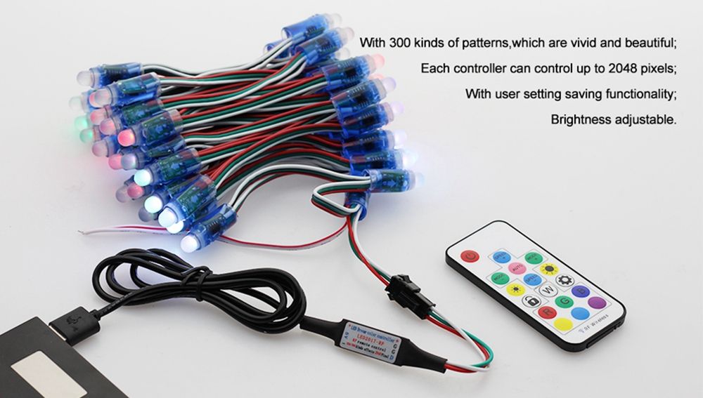 50PCS-5M-21W-WS2811-IP68-Full-Color-RGB-LED-Pixel-Module-Strip-Light-with-17keys-Remote-Control-DC5V-1346218