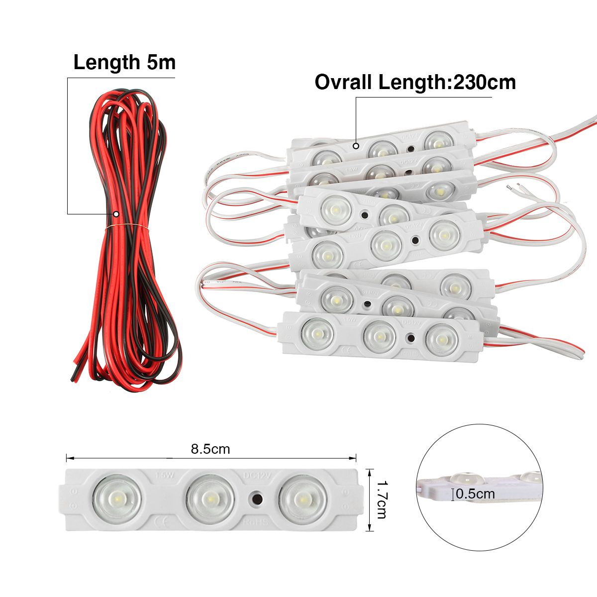 AMBOTHER-DC12V-LED-Module-Strip-Light-Waterproof-Reading-Car-Decorative-Lamp--5M-Cable-Line-1678729