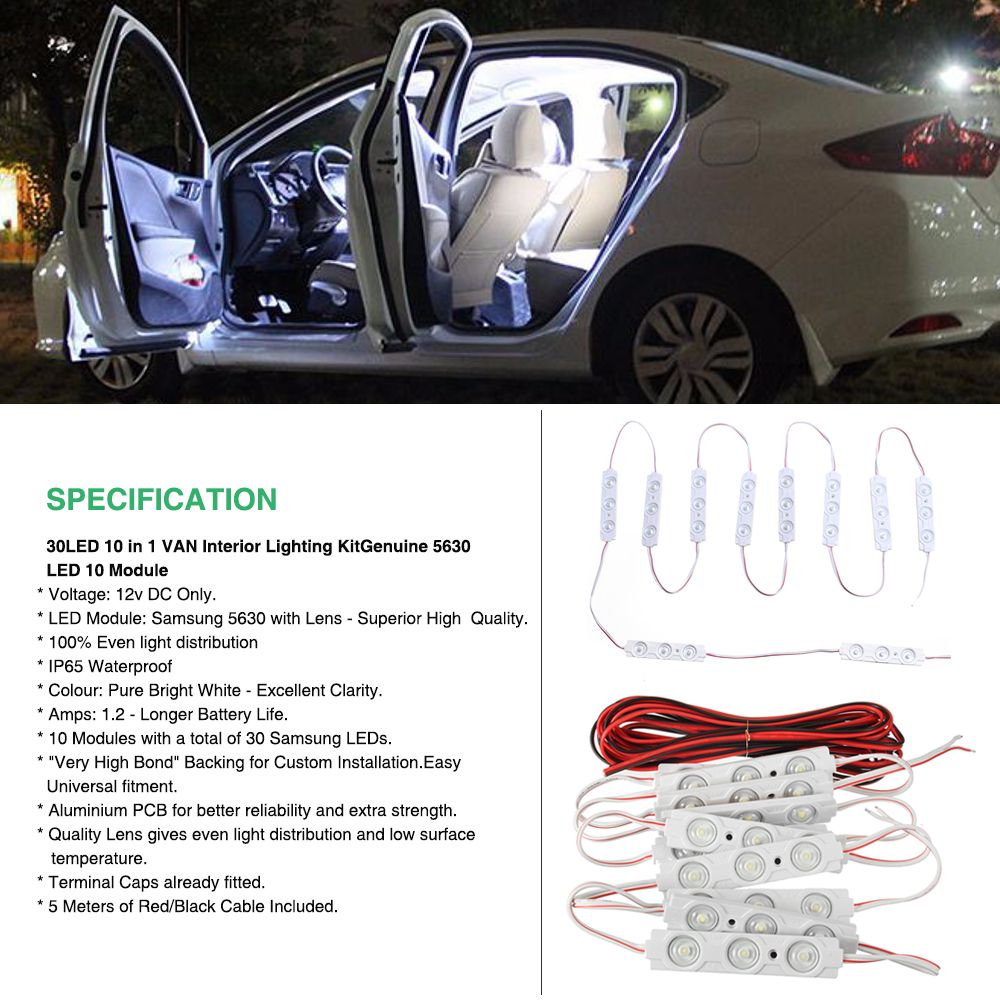 AMBOTHER-DC12V-LED-Module-Strip-Light-Waterproof-Reading-Car-Decorative-Lamp--5M-Cable-Line-1678729