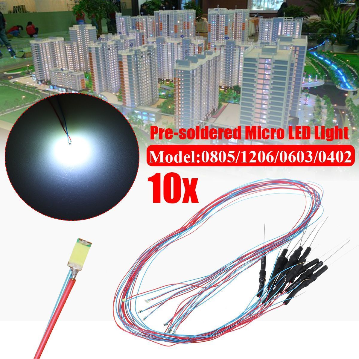 10PCS-30CM-0805120606030402-Pre-soldered-Micro-LED-Light-With-Resistance-For-Sand-Table-Model-12V-1715834