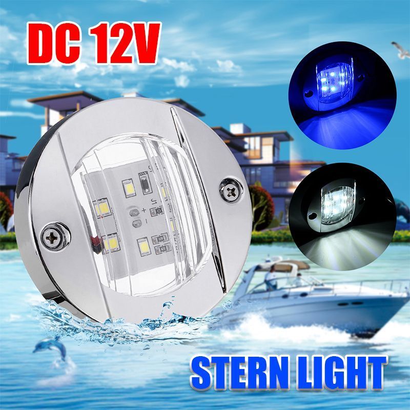 12V-LED-Work-Light-Marine-Yacht-Stern-Lights-Chrome-Transom-Mount-Navigation-1615327