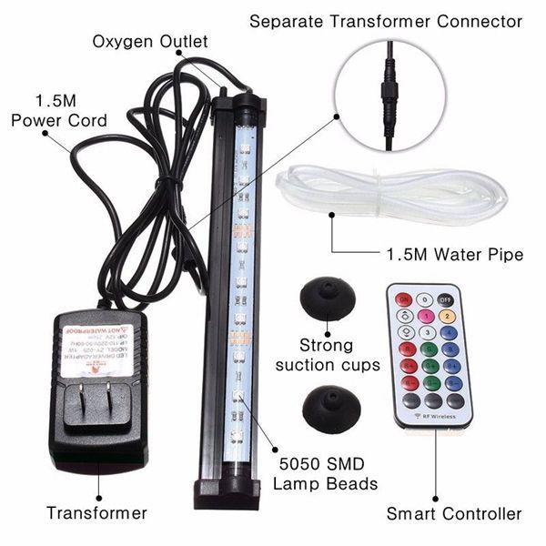 25CM-RGB-SMD5050-Rigid-LED-Strip-Light-Air-Bubble-Aquarium-Fish-Tank-Lamp--Remote-Control-AC220V-1120773