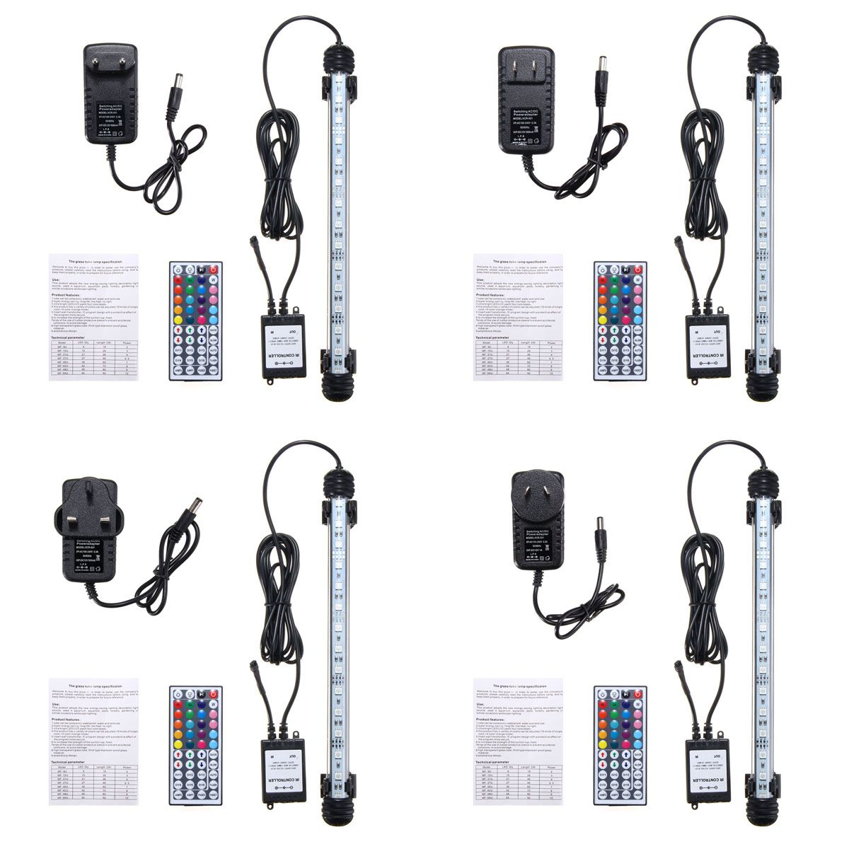 28CM-45W-SMD5050-RGB-LED-Aquarium-Fish-Tank-Light-Color-Changing-Bar-Submersible-Lamp--44Keys-Remote-1706028