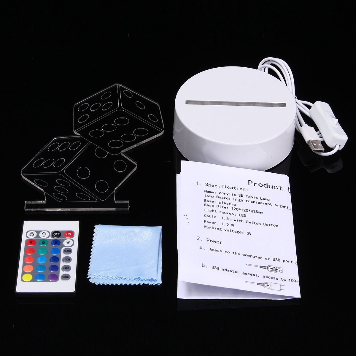 3D-Dice-Shape-RGB-USB-Night-Light-Color-Changing-LED-Table-Lamp--24-Key-Controller-Xmas-Gift-1113624