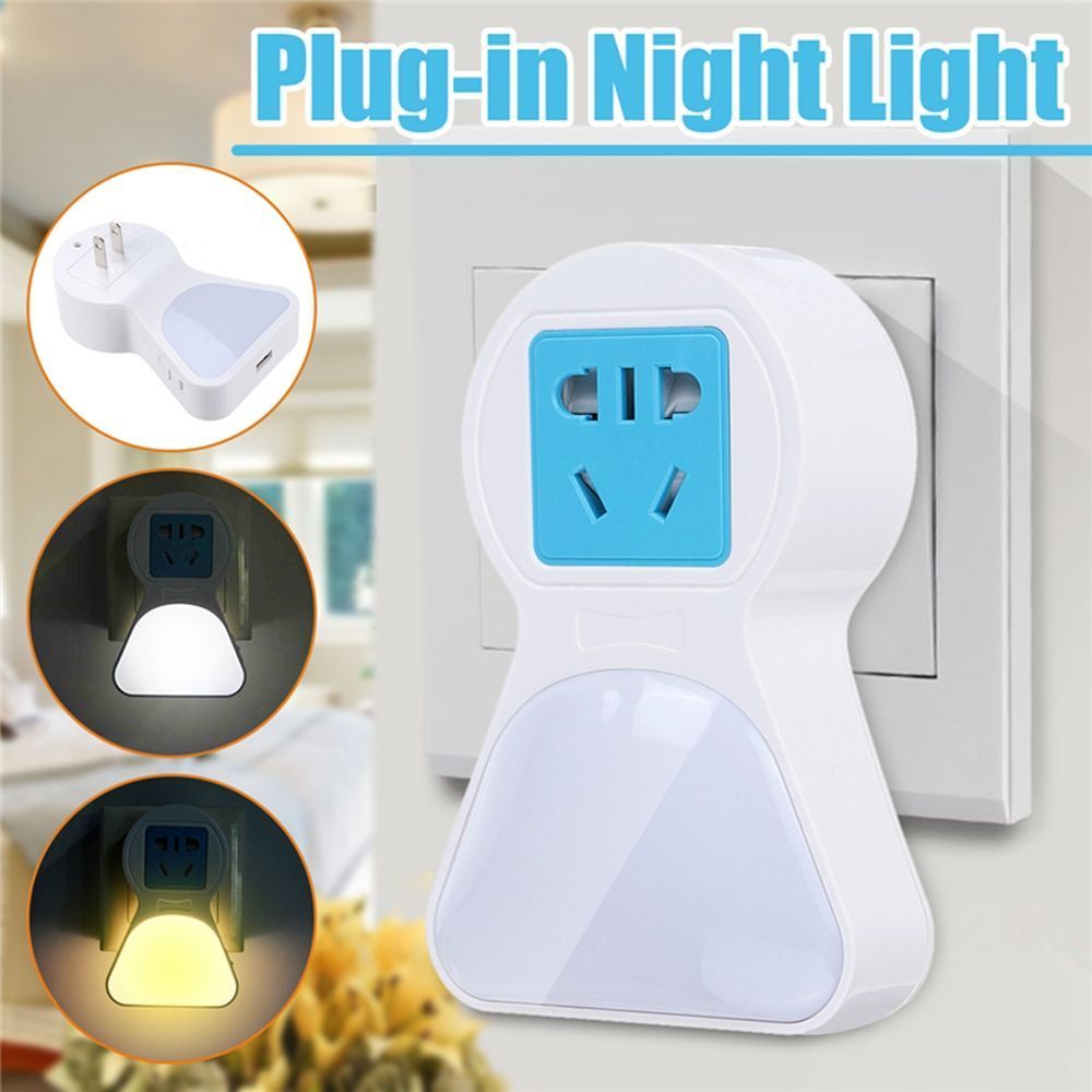 5A-9-LED-Plug-Socket-Lamp-Plug-in-Wall-Hallway-Night-Light-USB-Charging-USEU-Plug-1479176