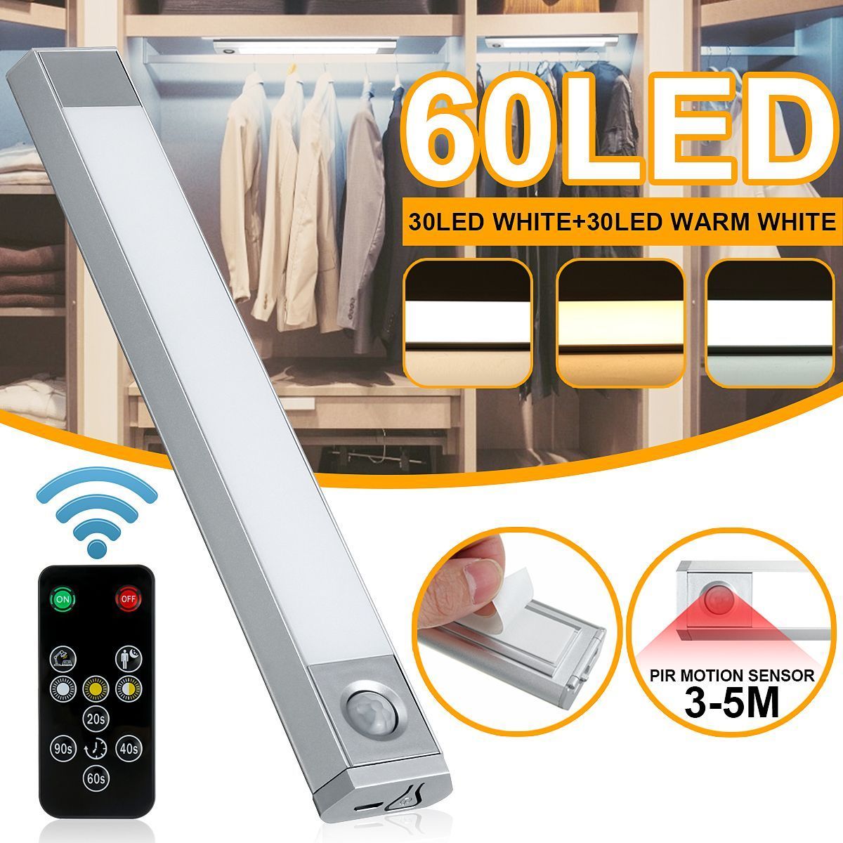 60-LED-USB-Rechargeable-Motion-Sensor-Closet-Light-Wireless-Under-Cabinet-Lamp-1628765