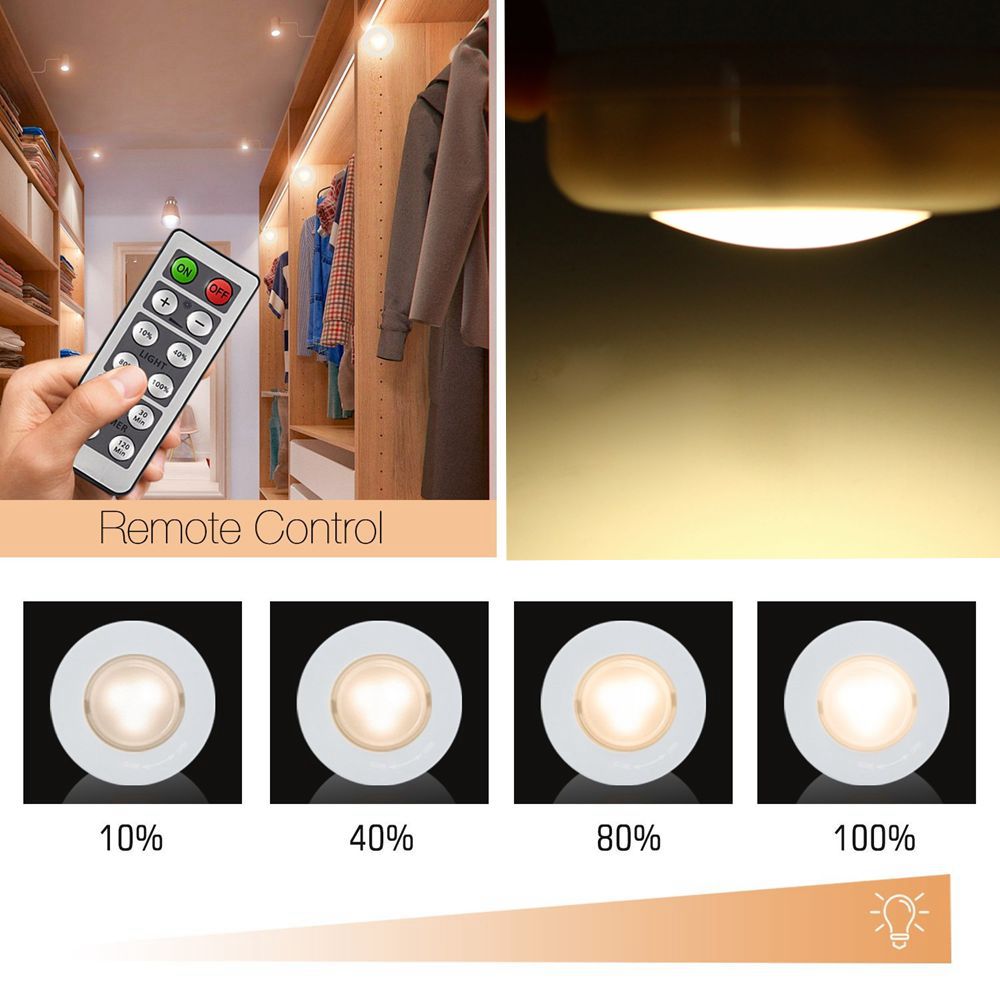 6Pcs-05W-Round-Remote-Control-LED-Cabinet-Light--Dimmable-Timer-Closet-Light-Night-Light-DC45V-1305957