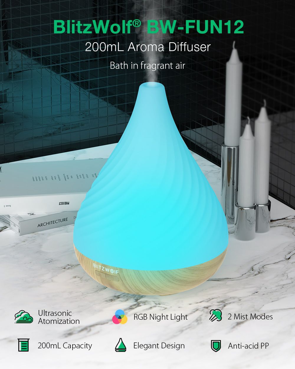 BlitzWolfregBW-FUN12-200mL-Capacity-Aroma-Diffuser-Humidifier-With-Ultrasonic-Atomization-RGB-Night--1741956