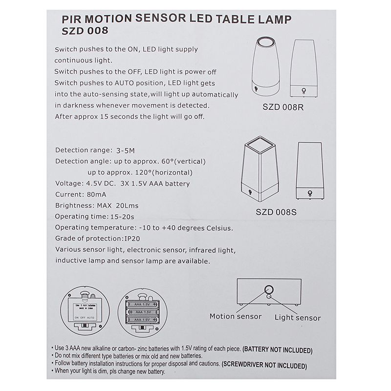 LAMP-LED-Table-Lamp-20LM-3000K-Auto-Turn-ONOFF-Home-Household-Super-Bright-1635612