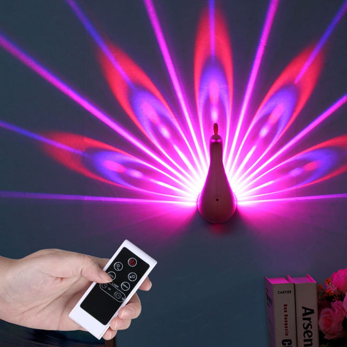 Remote-Control-Night-Light-Projector-7-Color-Changing-LED-Peacock-Wall-Lamp-Gift-1570146