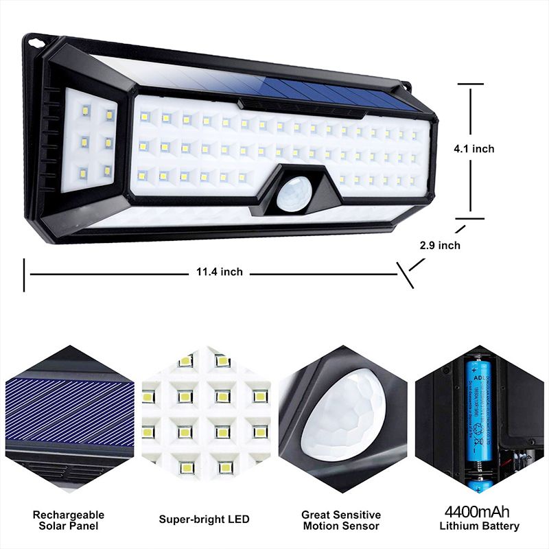 136-LED-Four-sided-Solar-Garden-Light-Body-PIR-Motion-Sensor-Lamp-3400mAh-Yard-1691616