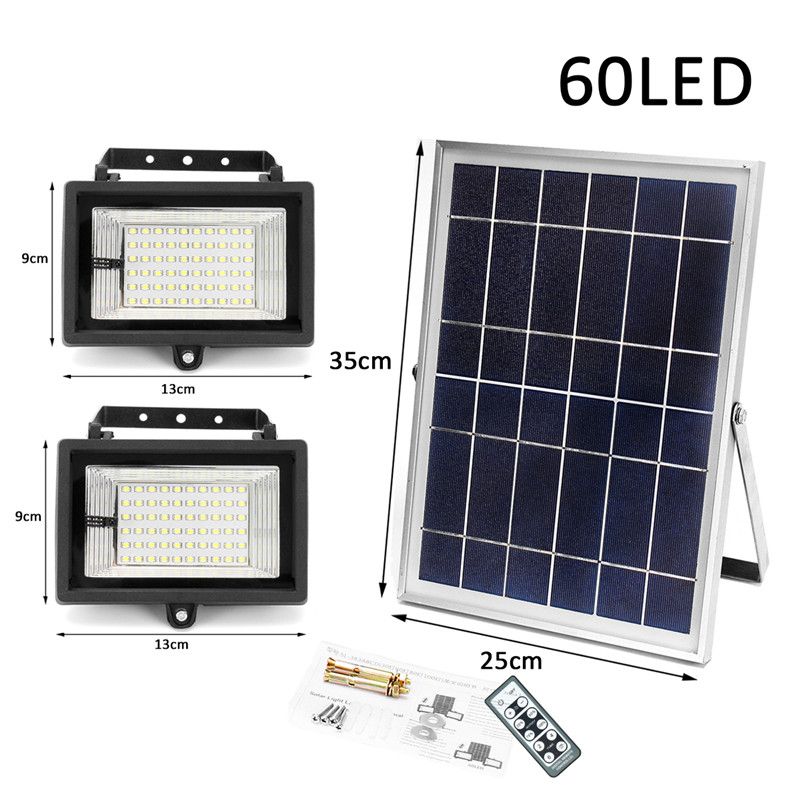 2Pcs-Remote-Control-60-LED-Flood-Light--Dimmable-Timer-Waterproof-Solar-Light-Street-Light-1306621