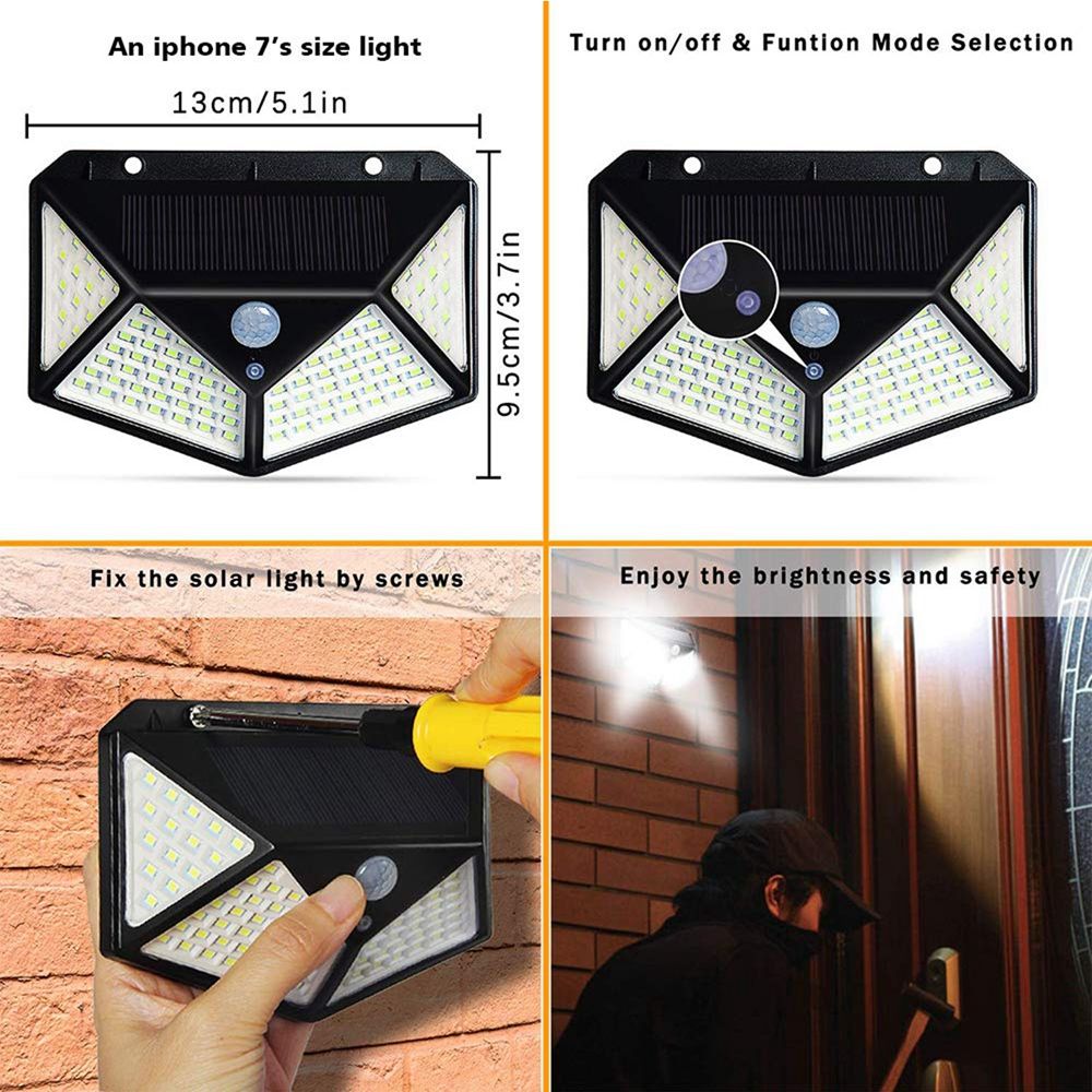 2pcs-100-LED-Solar-Powered-PIR-Motion-Sensor-Wall-Light-Outdoor-Garden-Lamp-3-Modes-1595214