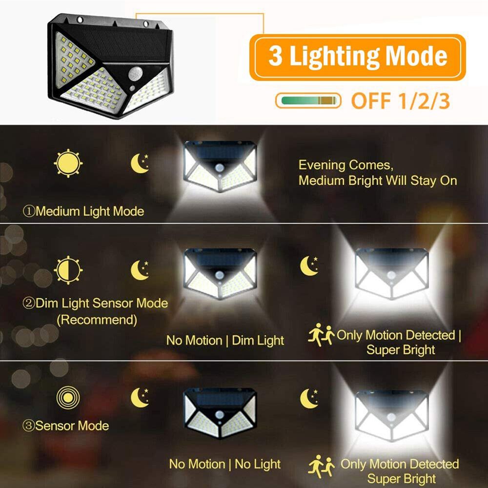 2pcs-100-LED-Solar-Powered-PIR-Motion-Sensor-Wall-Light-Outdoor-Garden-Lamp-3-Modes-1595214