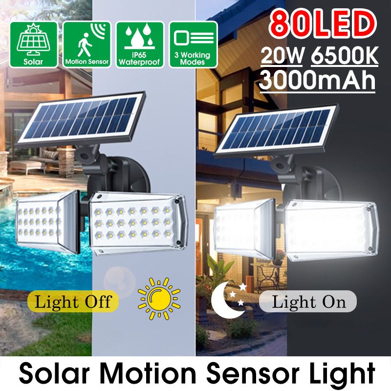 42LED80COB-Solar-Wall-Lamp-Microwave-Human-Induction-Double-Rotate-Head-Waterproof-Solar-Street-Lamp-1722154