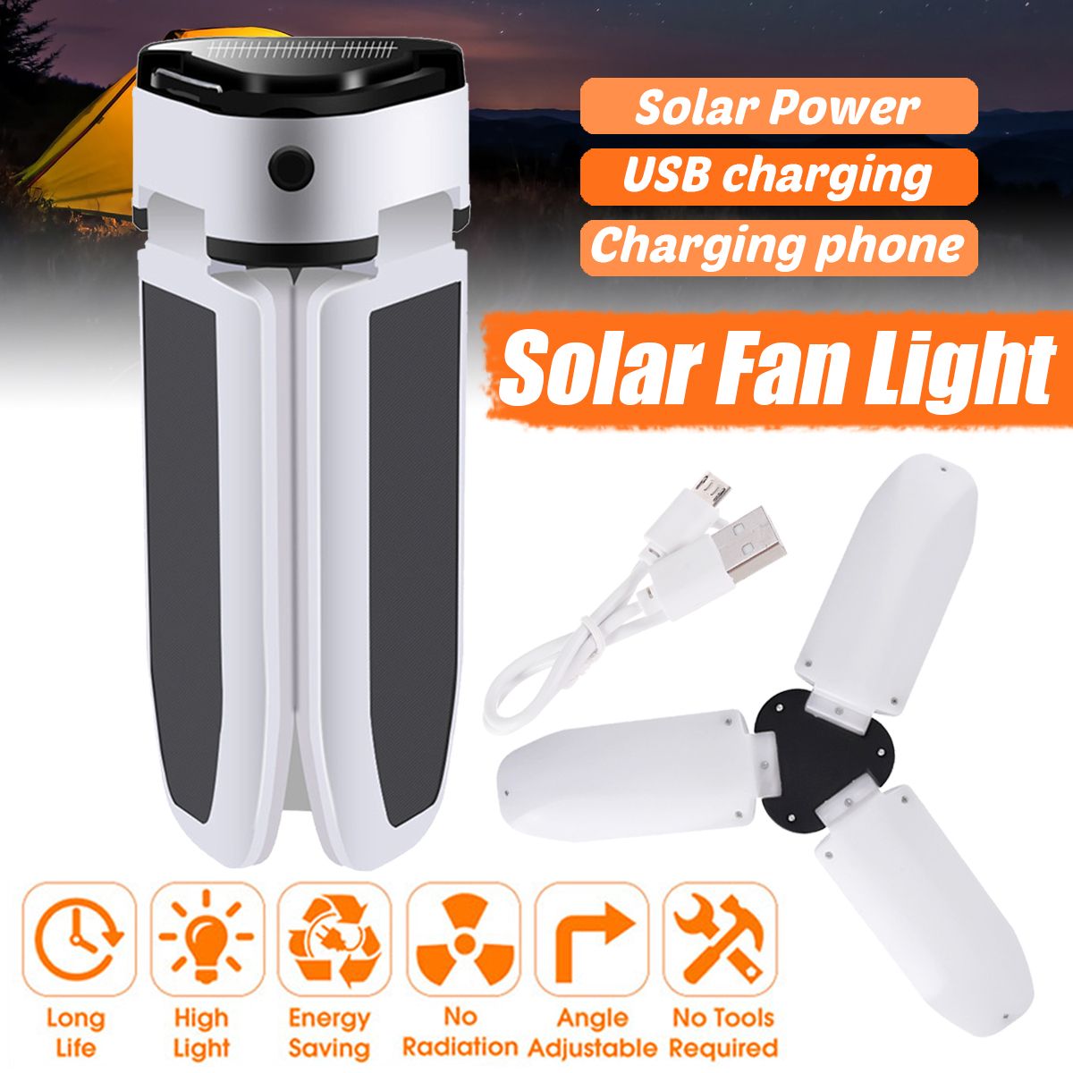 60LED-Solar-Power-Fan-Light-Bulb-Waterproof-Portable-Foldable-Outdoor-Camping-Lamp-1735545