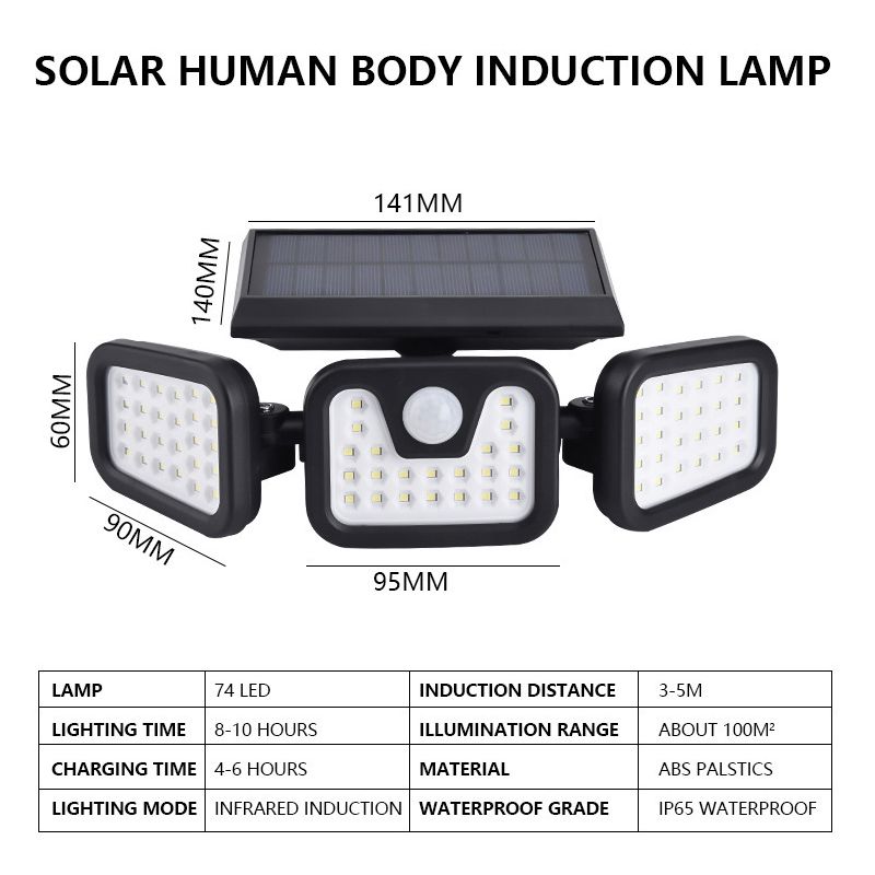 74LED100COB-3-Modes-Solar-Wall-Light-Triple-Head-Outdoor-Sensor-Light-1677430