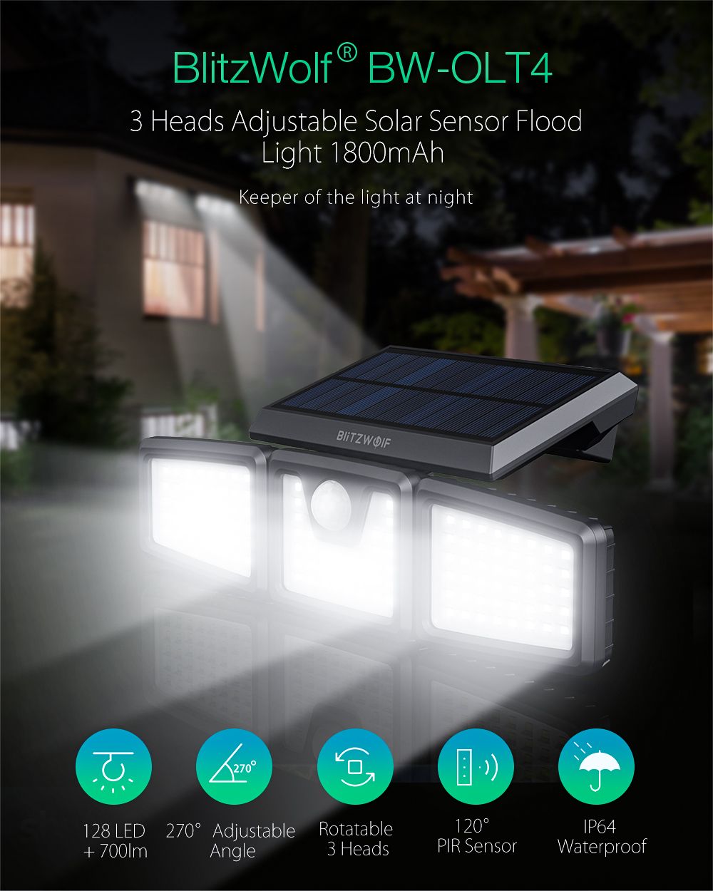 BlitzWolfreg-BW-OLT4-Rotatable-3-Heads-Adjustable-Waterproof-120degPIR-Sensor-Solar-Flood-Light-1680527