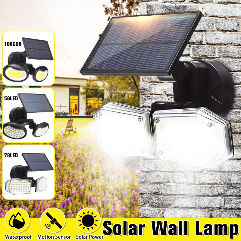 Double-Head-Motion-Sensor-LED-Solar-Light-Outdoor-Spotlight--Waterproof-Rotatable-Wall-Lamp-1678347
