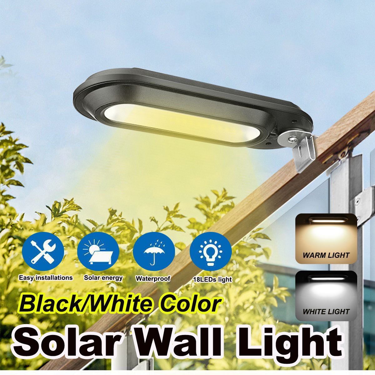 Solar-Wall-Lights-Outdoor-LED-Street-Garden-Lamp-IP65-Waterproof-BlackWhite-1677005