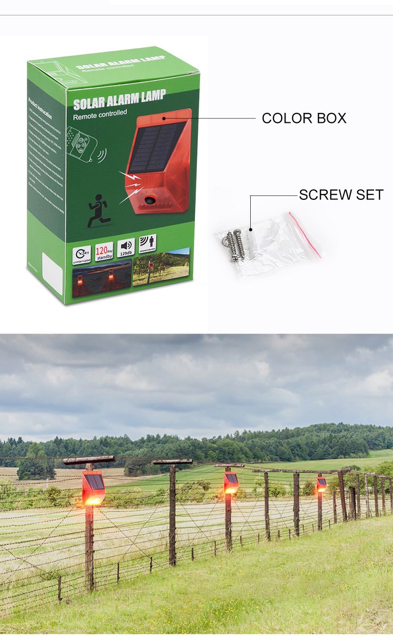 SolarUSB-Powered-Alarm-Light-Remote-Control-Human-Body-Induction-Infrared-129dB-Sound-and-Flashing-S-1762688