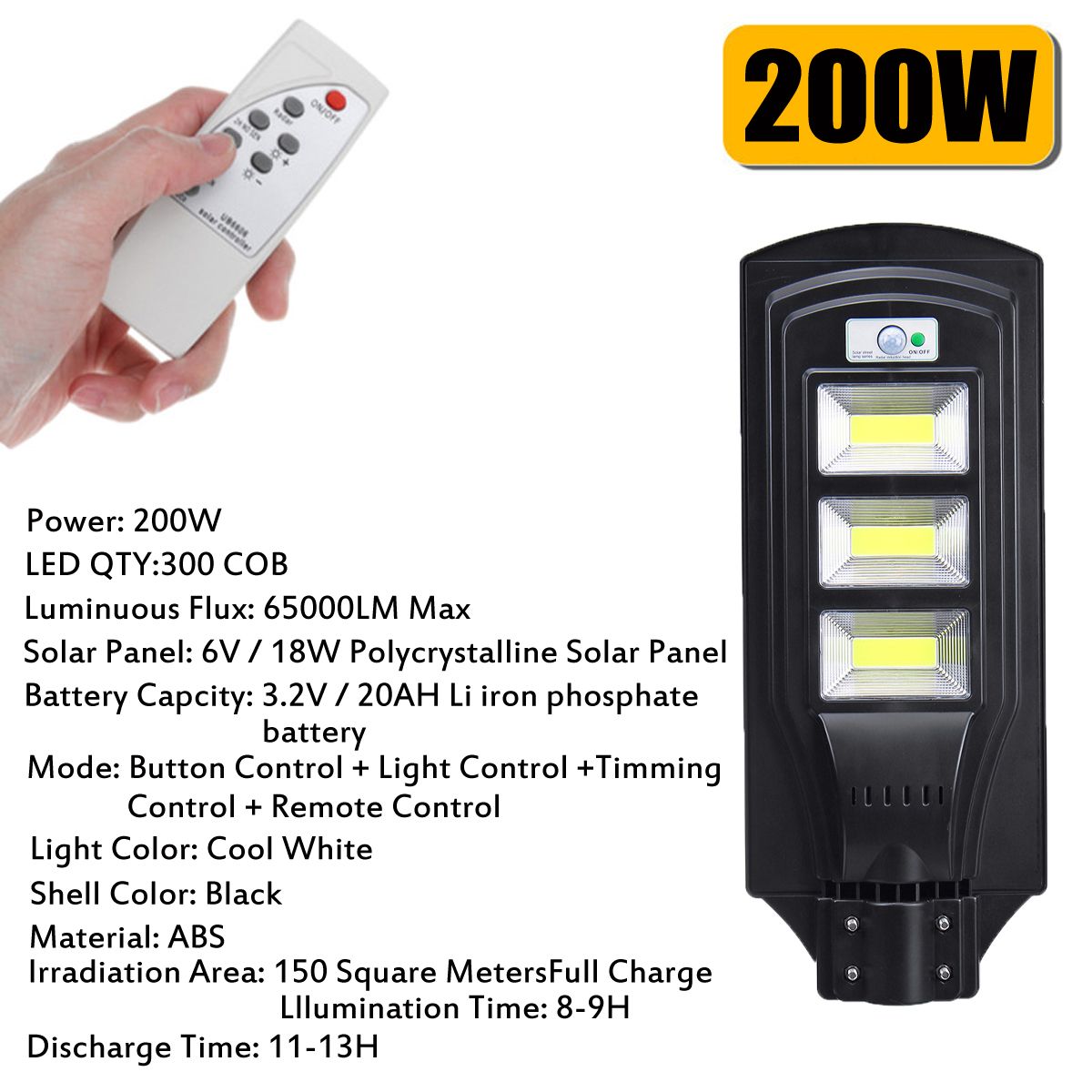 100200300COB-LED-Solar-Street-Light-PIR-Motion-Radar-Sensor-Outdoor-Wall-LampRemote-Control-1698096