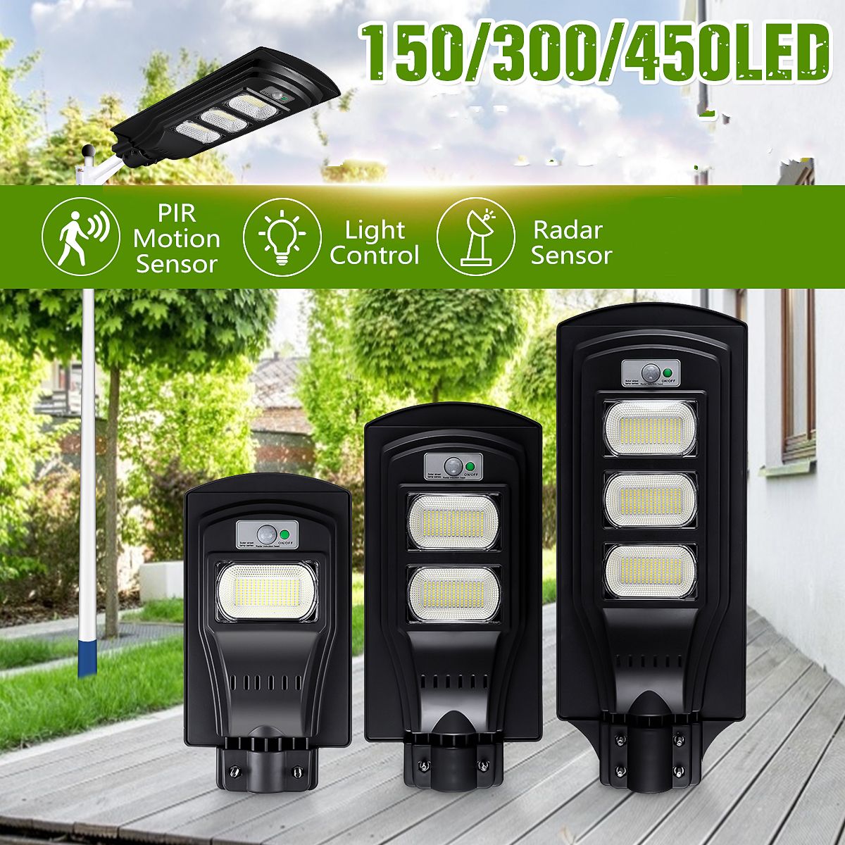150300450LED-Solar-Light-Black-Shell-Street-Lamp-2835SMD-Waterproof-PIR-Motion-Radar-Sensor-Garden-L-1695784