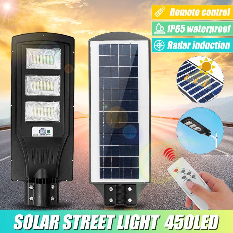 450LED-Waterproof-Solar-Panel-Street-Light-Radar-Sensor-Wall-Lamp-Remote-Control-1719695